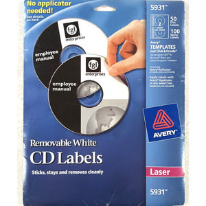 Avery CD Labels 50 Disc Labels and 100 Spine Labels 5931